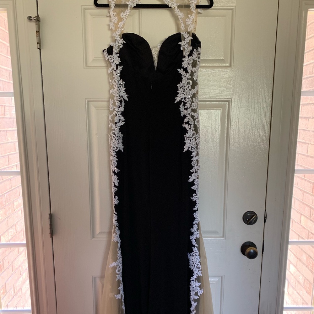 Black with white accents formal dress